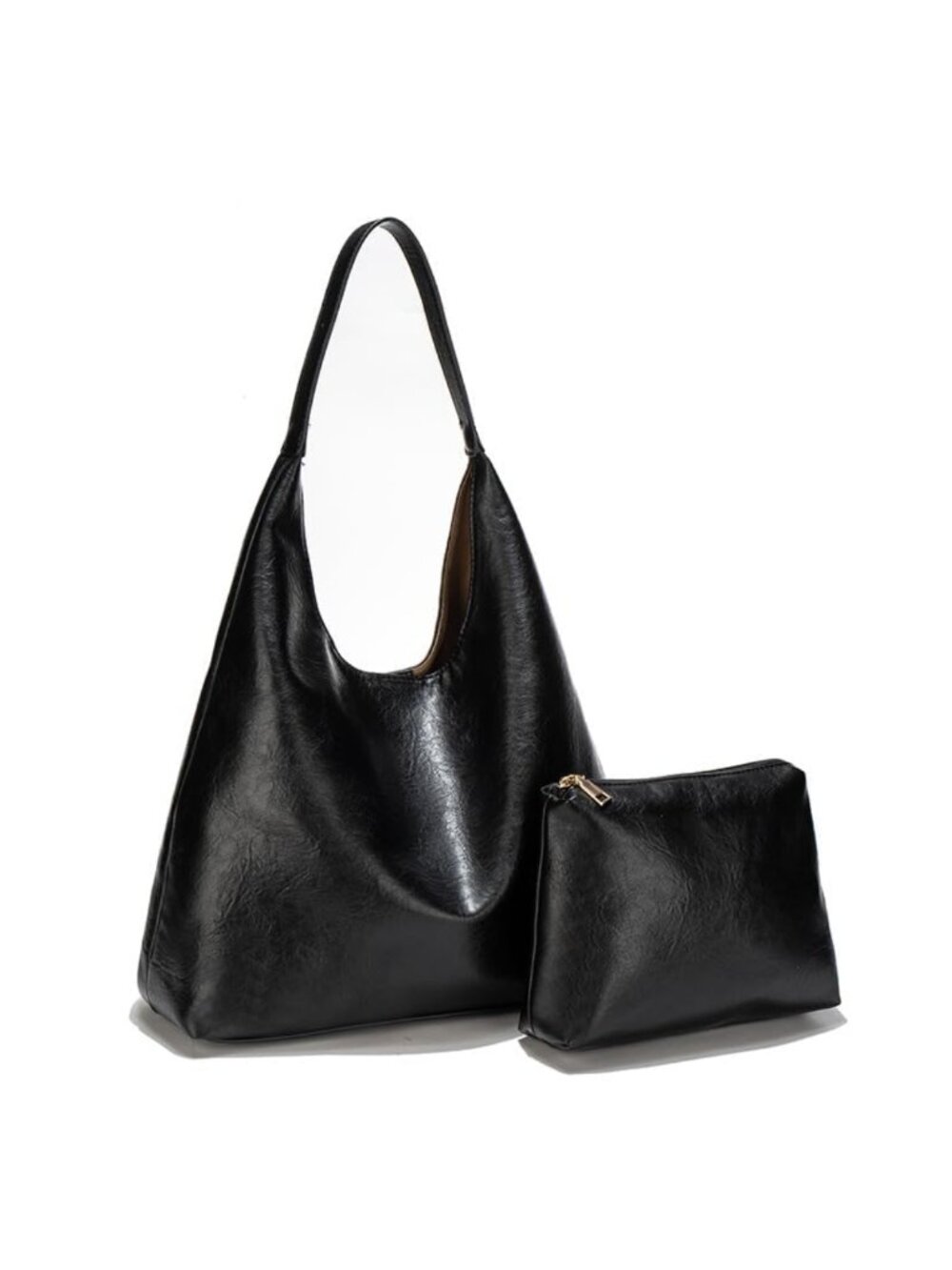 Slouchy Hobo Bag Soft PU Leather Tote Shoulder Bag with Pouch for Work Daily
